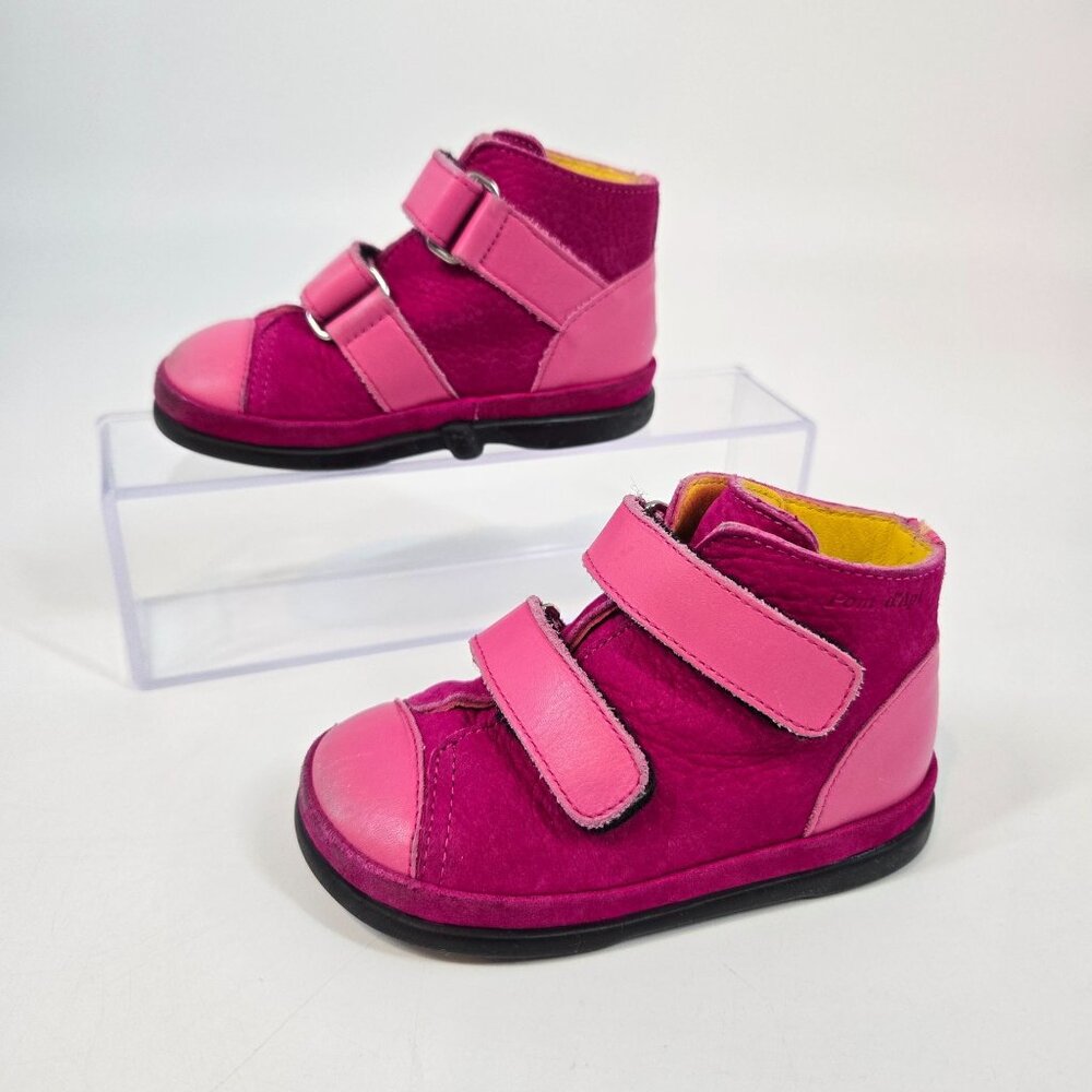 Pom d'Api Pink Leather Ankle Boots Toddler Girl's Size US 5 EU 21 12-18 Months